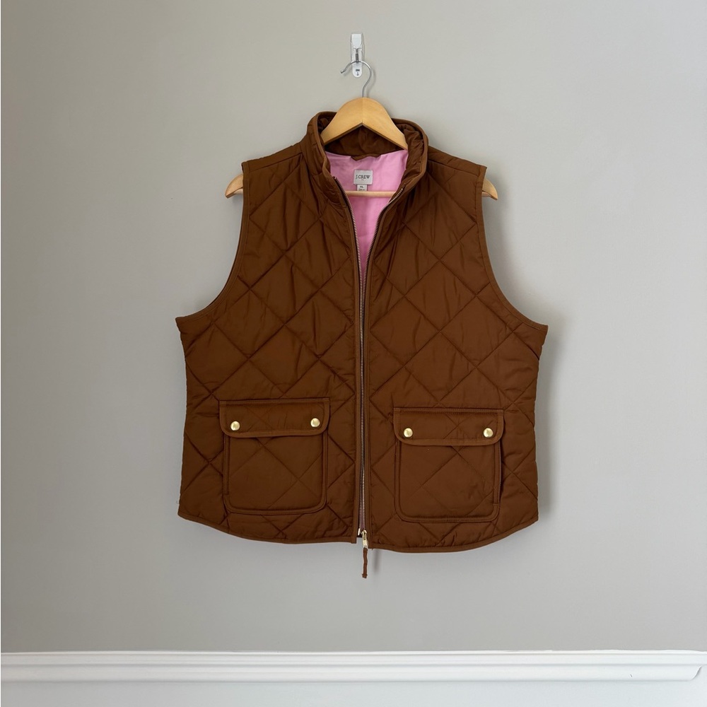 J crew puff vest XL camel tan and pink like new - Picture 3 of 7